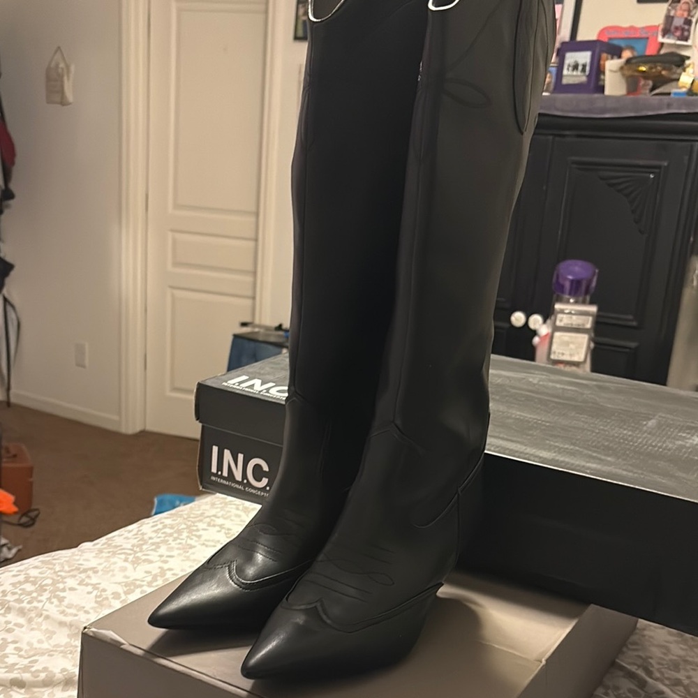 INC International Concepts Women's Black Knee-High Boots